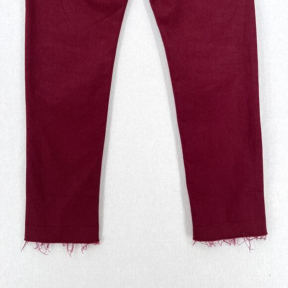 BASSIKE Straight Jeans Womens Small Burgundy Wine High Rise Slim Stretch - Picture 7 of 13